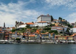 Picturesque view of Porto, Portugal, with historic architecture and riverside charm.